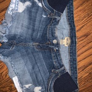 Indigo blue side panel maternity shorts